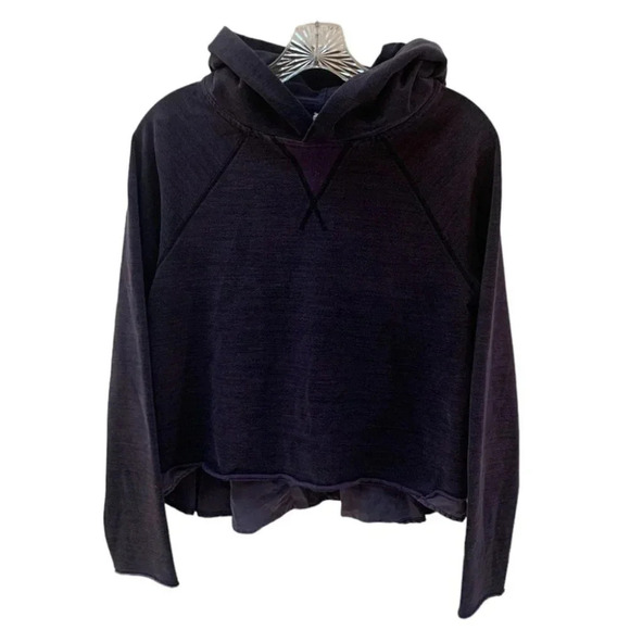Lululemon Heathered Purple Cropped Hoodie High Low Hem Tencel Lyocell 6 - Picture 1 of 9